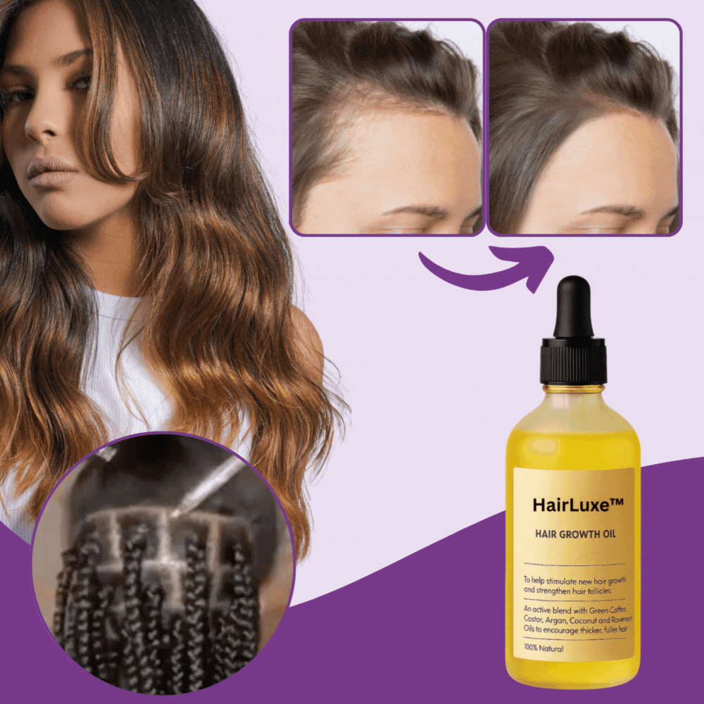 HairLuxe™ Hårvækstolie | Sig farvel til hårtab og oplev tykkere, stærkere hår på kun 4 uger!